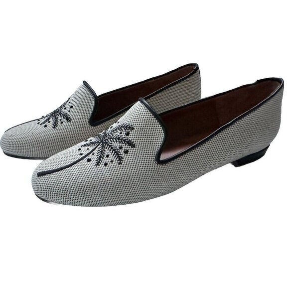 Jon Josef Women’s Palm Tree Embroidery Natural Linen Loafer Flat-New Size 7.5 - Picture 5 of 5